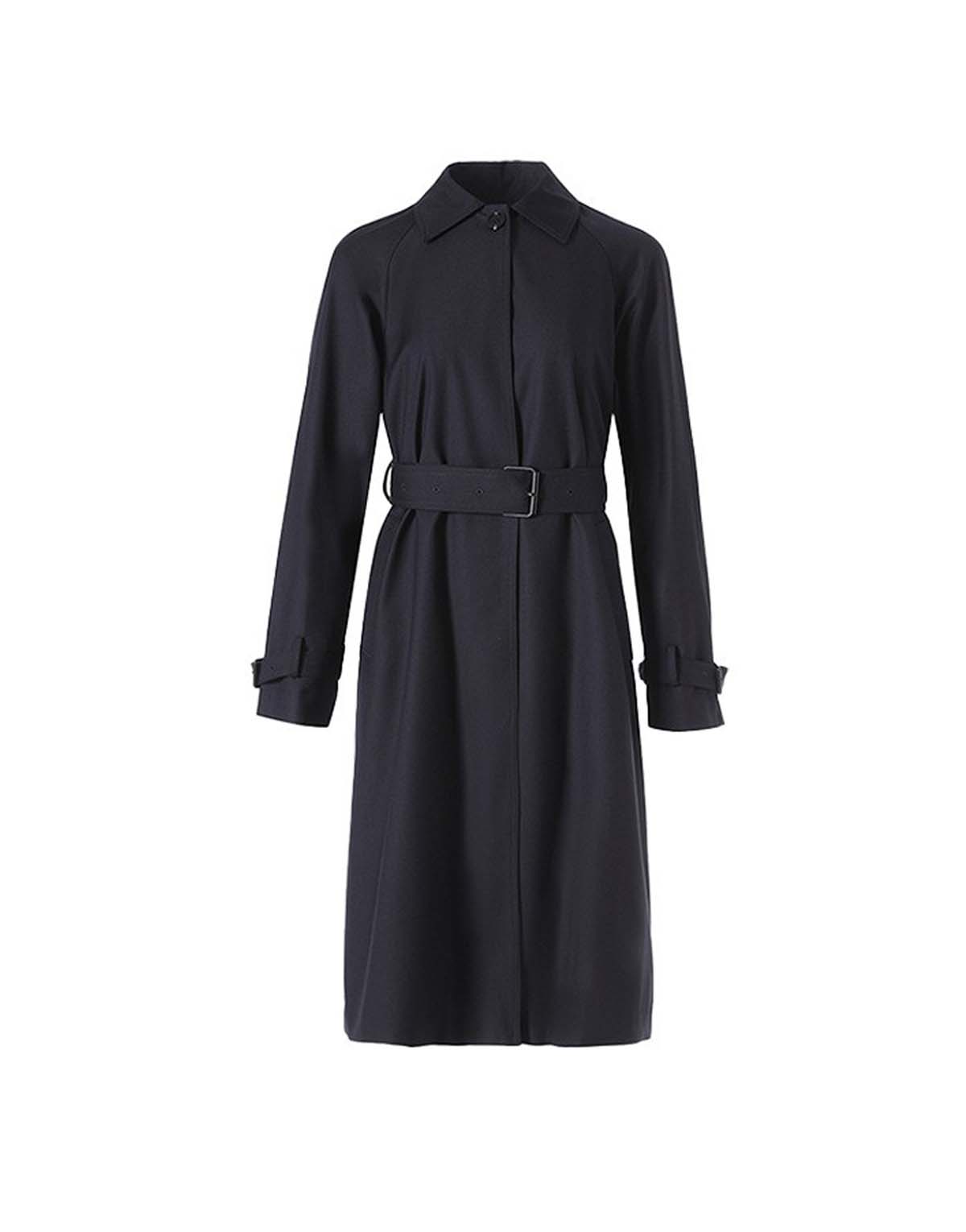 Women's High-End Lace-Up Waist-Cinching Collared Trench Coat-wt661-2